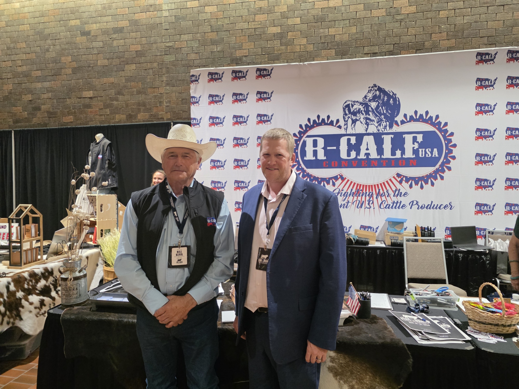 Michael Boyle with rancher Bill Kluck at the 2026 R-CALF convention.