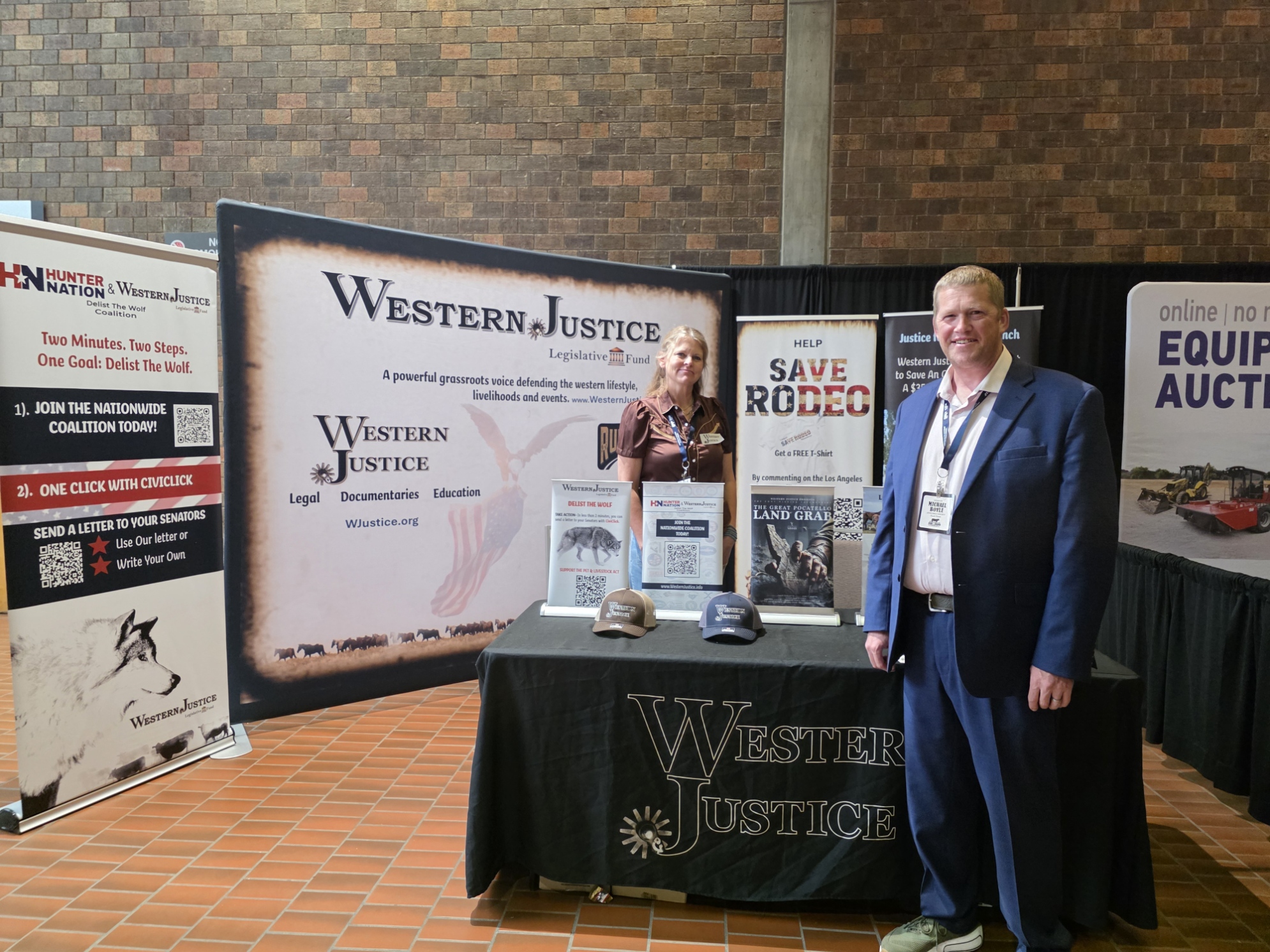 Michael Boyle at the Western Justice booth during the 2026 R-CALF convention.